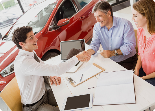 Customers meeting with a representative