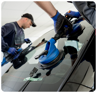 Close up of windscreen repair